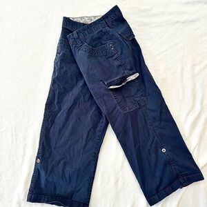 Y2K Low Rise Cargo Capri Pants Navy — Utility Cropped 2000s Grunge